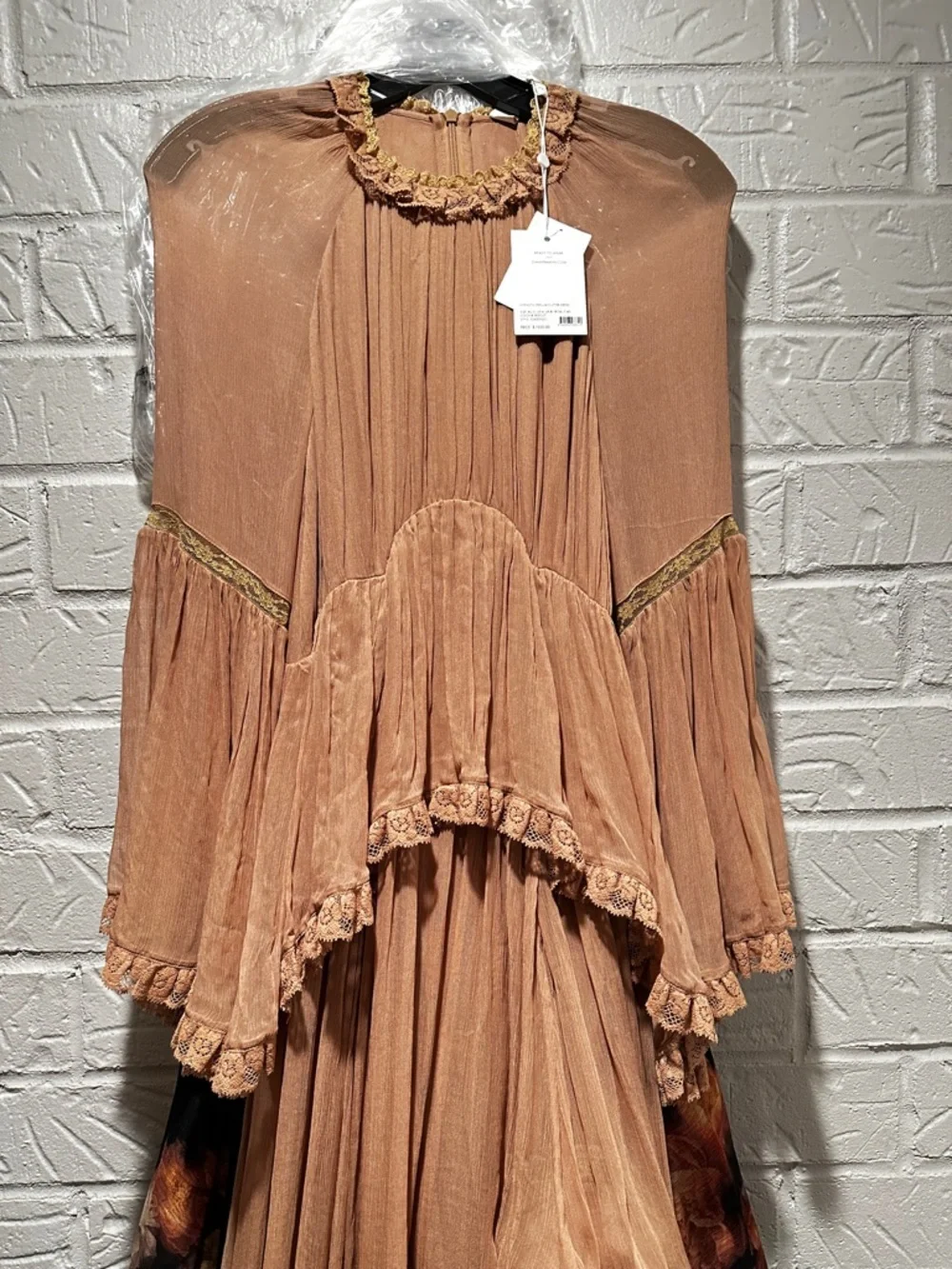 NWT New ZIMMERMANN Hypnotic Peplum Flutter Tiered Midi Dress in Biscuit Size 0 - Picture 4 of 13